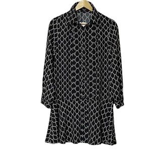 Zara Women’s Geometric Printed Shirt Dress Black/ White Medium 2559/717